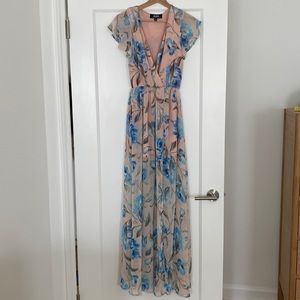 Lulu Long Pink Floral Dress SMALL